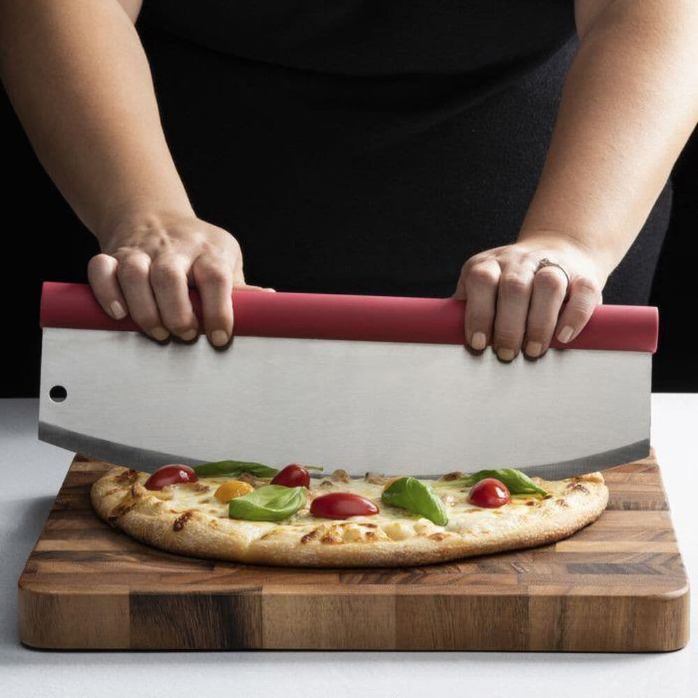 Fante&#39;s Rocking Pizza Cutter with Blade Guard in Stainless Steel and Red, , large