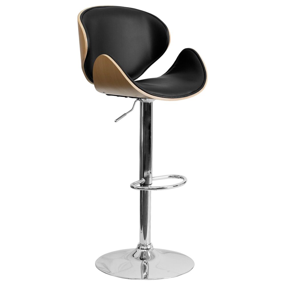 Flash Furniture Bentwood Adjustable Barstool in Black, , large