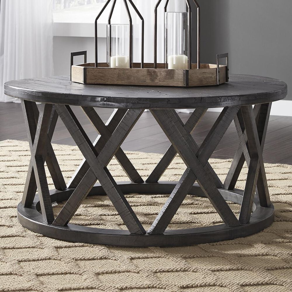 Signature Design by Ashley Sharzane Round Cocktail Table in Grayish Brown, , large