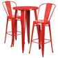 Flash Furniture 3-Piece Metal Bar Table Set in Red, , large