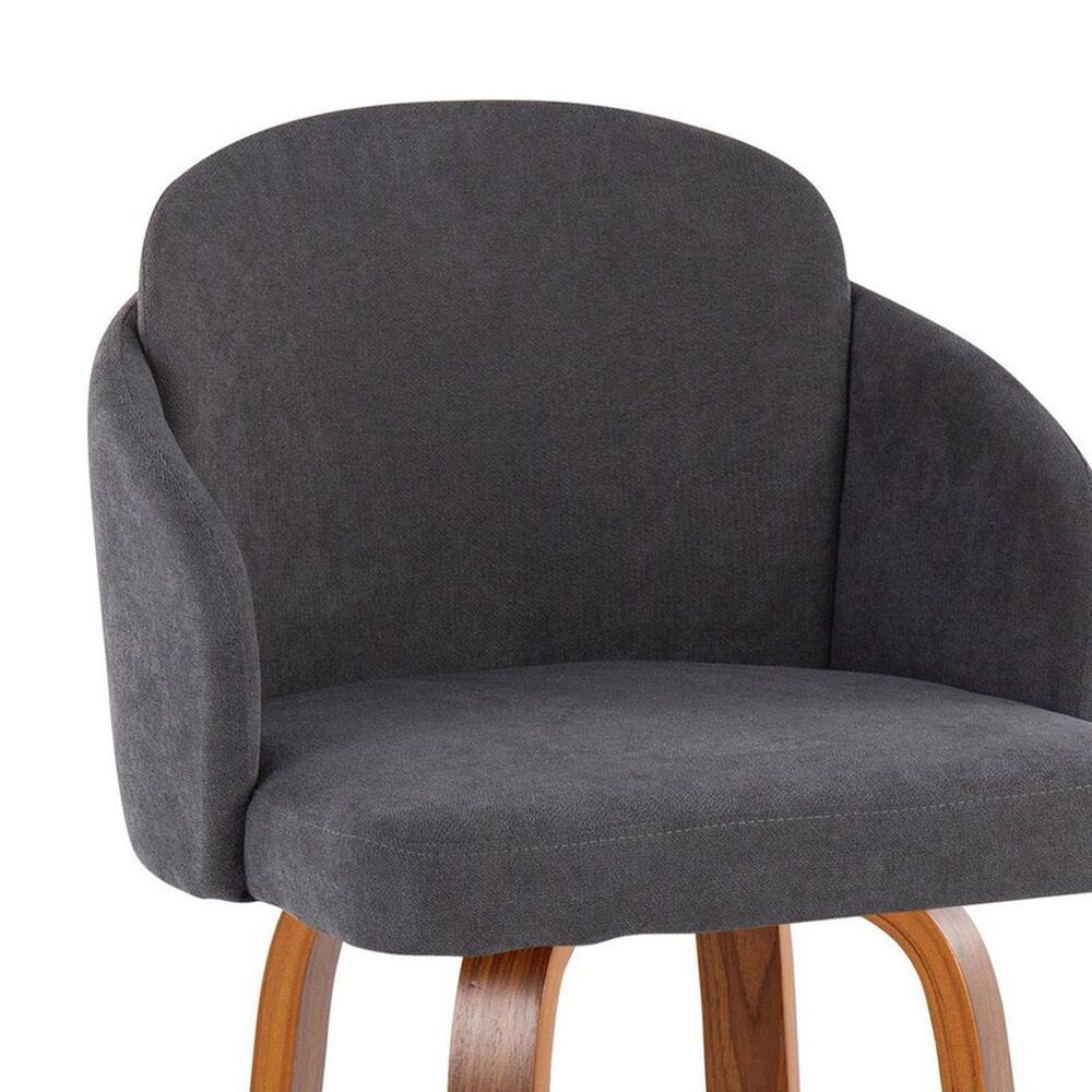 LumiSource Dahlia Swivel Bar Stool with Grey Upholstery in Walnut and Chrome (Set of 2), , large