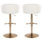 LumiSource Claire Swivel Adjustable Barstool with White Faux Leather Upholstery in Gold (Set of 2), , large