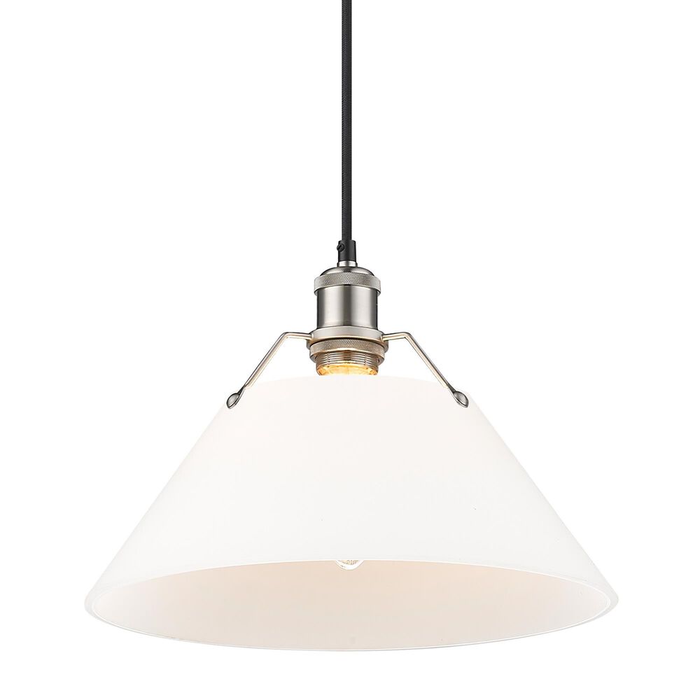 Golden Lighting Orwell 1-Light Wide Large Pendant with Opal Glass Shade in Pewter, , large