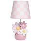 Lambs and Ivy Daisy Dreams Hand-Painted Floral Lamp with Shade and LED Bulb in Pink and White, , large