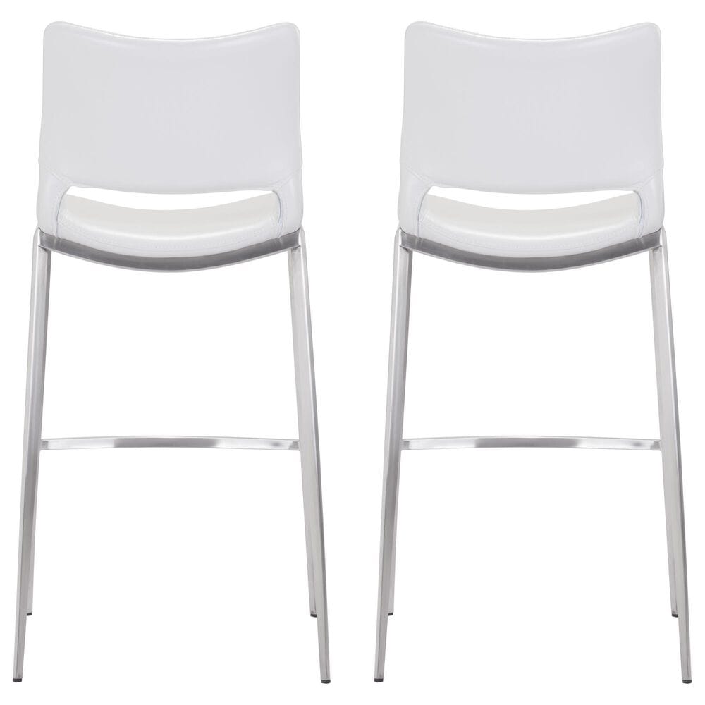 Zuo Modern Ace Bar Stool in White &#40;Set of 2&#41;, , large