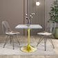 Leisuremod LeisureMod Verve Collection 27 Square Dining Table, Brushed Gold Base with Laminated White Marbleized Top, , large