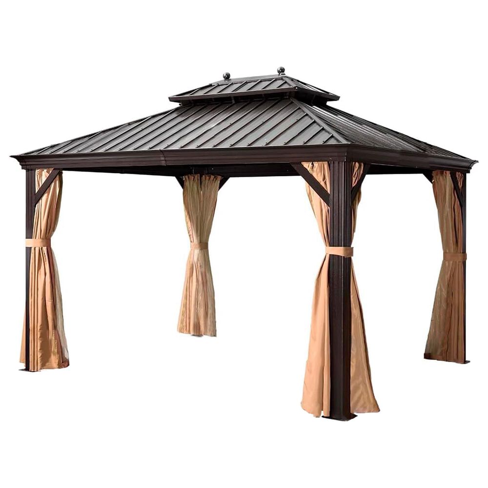 HOMLUX 12" x 14" Outdoor Hardtop Gazebo in Brown, , large