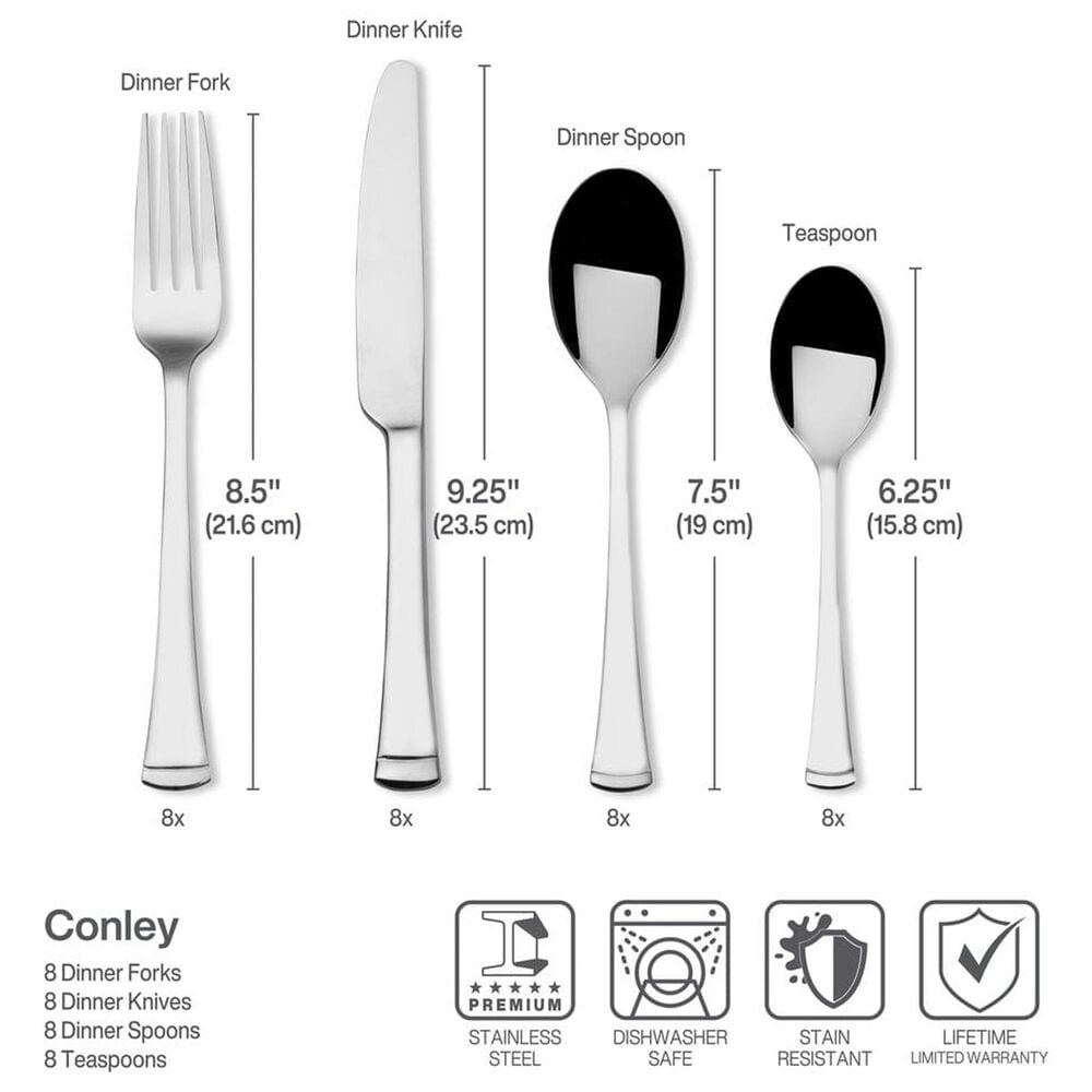 Lifetime Brands Conley 34-Piece Flatware Set in Stainless Steel, , large