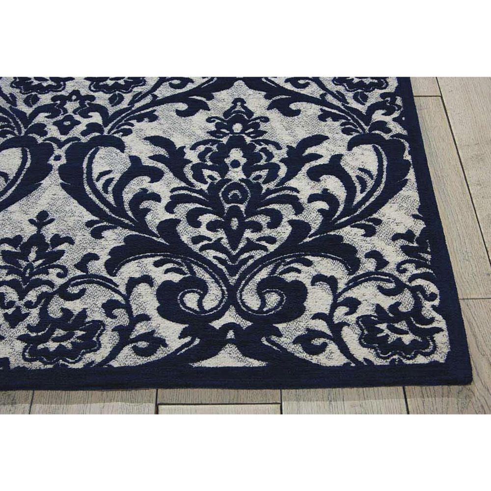 Nourison Damask DAS02 2&#39;3&quot; x 3&#39;9&quot; Ivory and Navy Area Rug, , large
