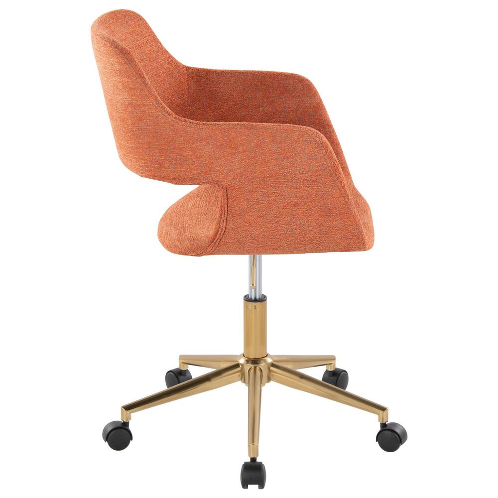 Lumisource Margarite Task Chair with Orange Fabric Cushion in Black, , large