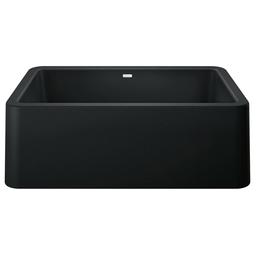 Blanco Ikon 30&quot; Apron Single Bowl Farmhouse Sink in Coal Black, , large