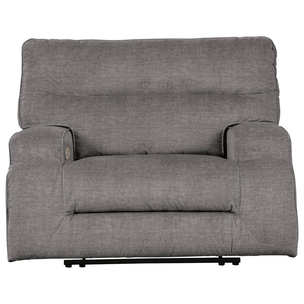 Benchcraft Coombs Wide Seat Power Recliner in Charcoal, , large