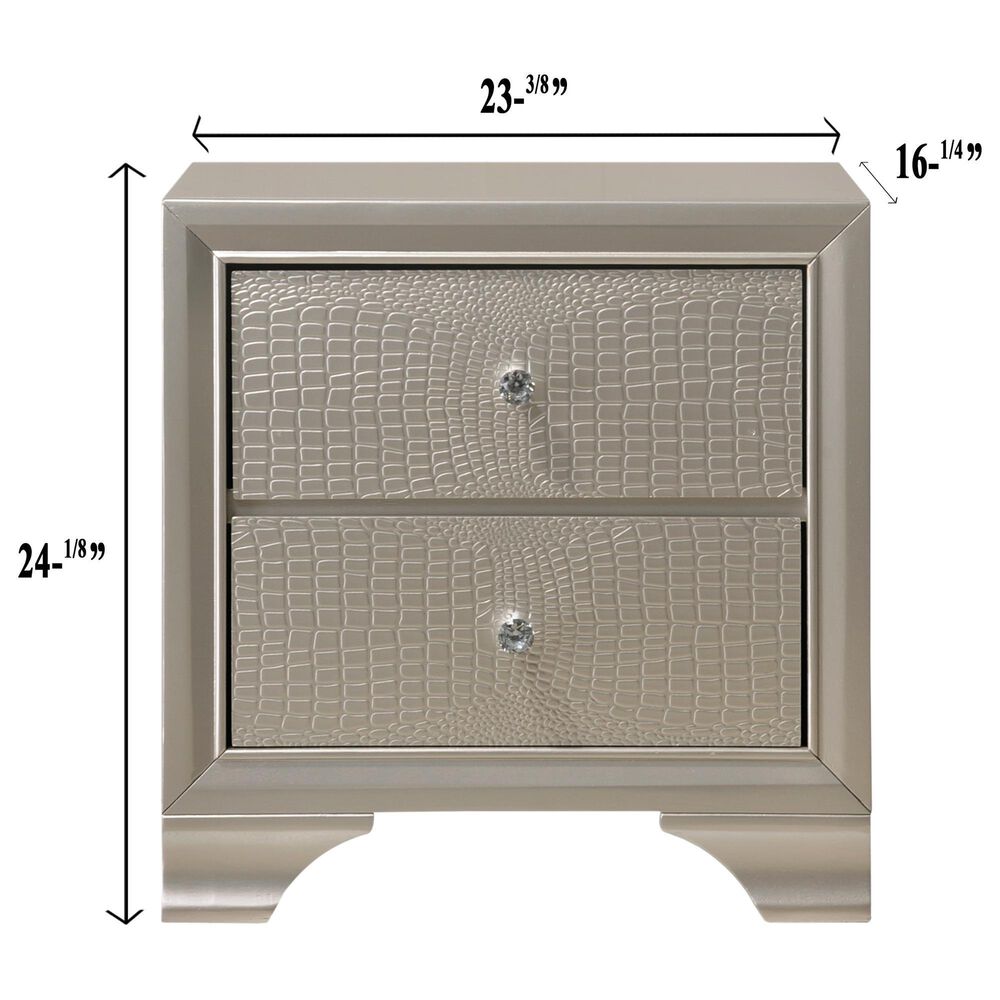 Crown Mark Lyssa 5-Piece Queen Panel Bedroom Set with Two Nightstands in Champagne, , large