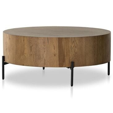 Four Hands Eaton Drum Coffee Table in Amber Oak, , large