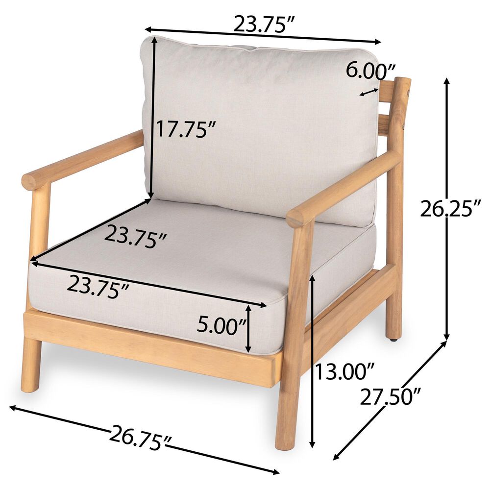 Hearth and Haven Outdoor Club Chair with Water-Resistant Cushion in Beige, , large