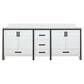 Lexora Home Ziva 84" Double Bathroom Vanity in White with 2 cm White Quartz Top and Rectangular Sinks, , large