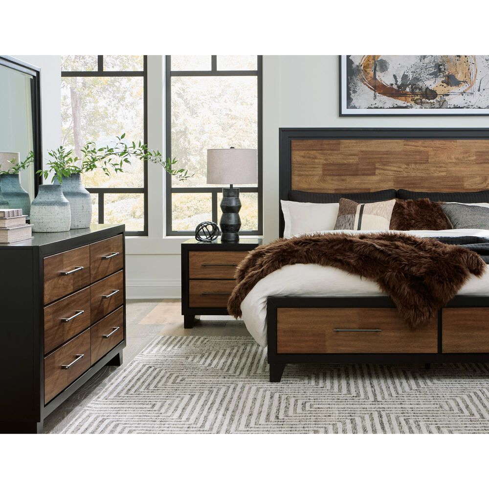 Ashley Kraeburn 2-Drawer Nightstand in Brown and Satin Black, , large