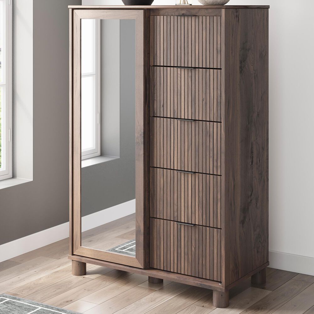 Ashley Pamytta 5-Drawer Dressing Chest in Rich Brown, , large