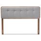 Baxton Studio Palina Queen Headboard with Light Grey Upholstered in Walnut Brown, , large