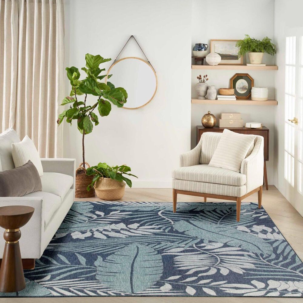 Nourison Garden Oasis GOA02 Navy 10&#39; x 14&#39; Indoor/Outdoor Area Rug, , large