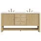James Martin Vanities Marigot Single 72" Double Vanity in Sun-washed Oak with 3 cm White Zeus Quartz Top, , large