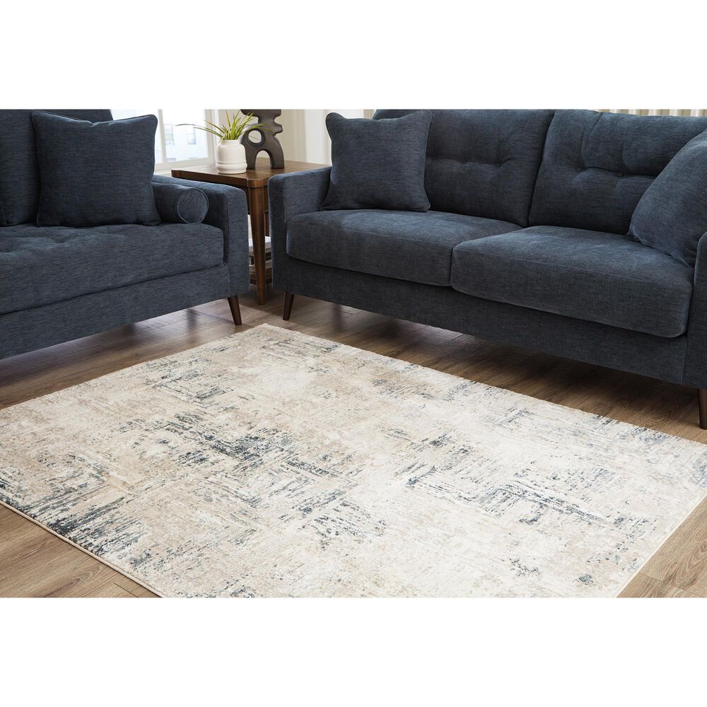 Ashley Gentor 5&#39; x 7&#39; Blue and Ivory Area Rug, , large
