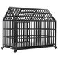 HOMLUX 52" Heavy Duty Dog Cage Pet Crate with Roof and Window on Roof in Black, , large