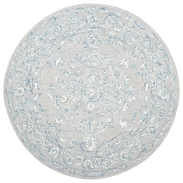 Safavieh Micro-Loop MLP504F 3" Round Light Grey and Ivory Area Rug, , large