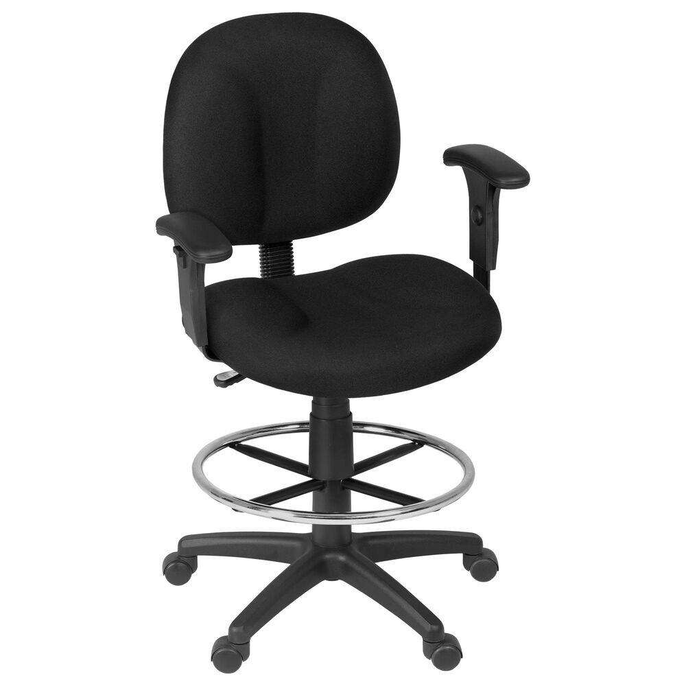 Regency Global Sourcing Comfort Series Swivel Computer Task Chair with Adjustable Arms and Drafting Kit in Black, , large