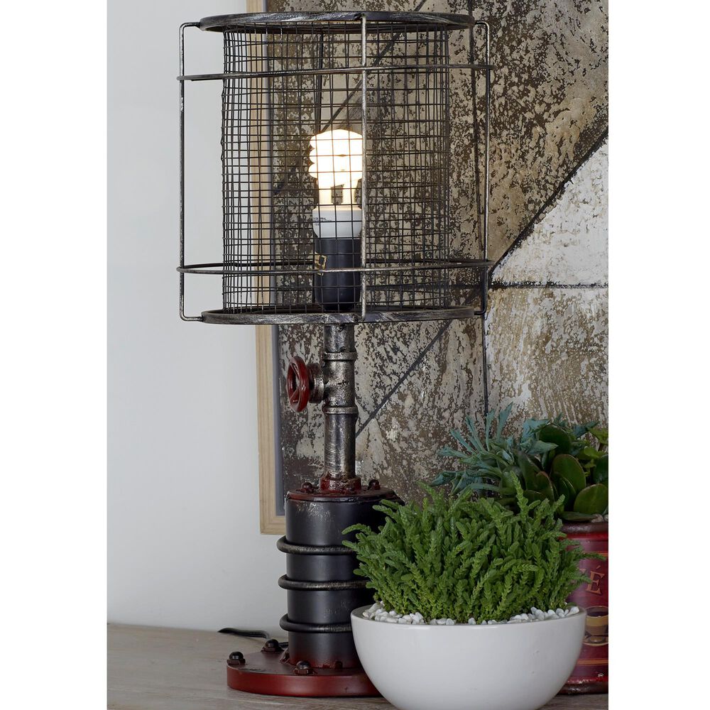 Maple and Jade Industrial Accent Lamp in Black and Red (Set of 2), , large