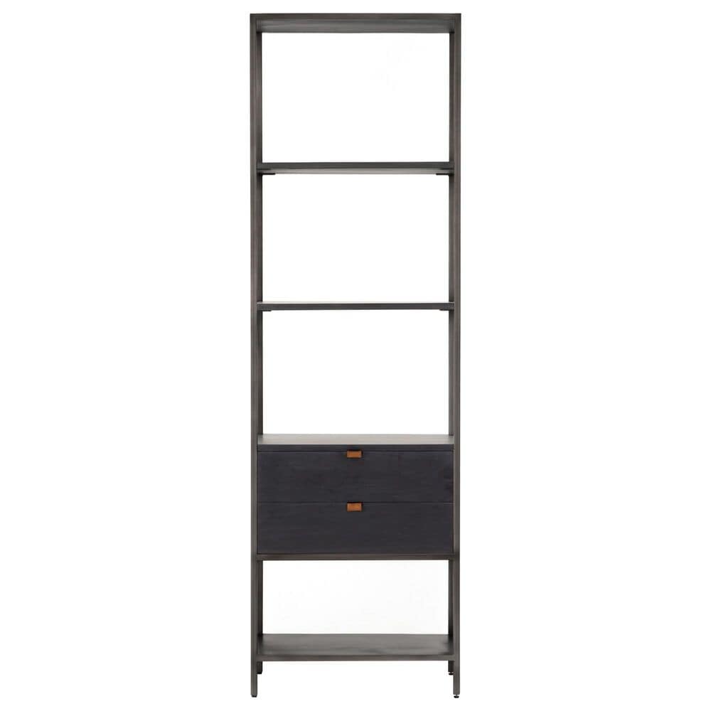 Four Hands Trey 4-Shelf Bookcase in Natural Iron and Black Wash Poplar, , large
