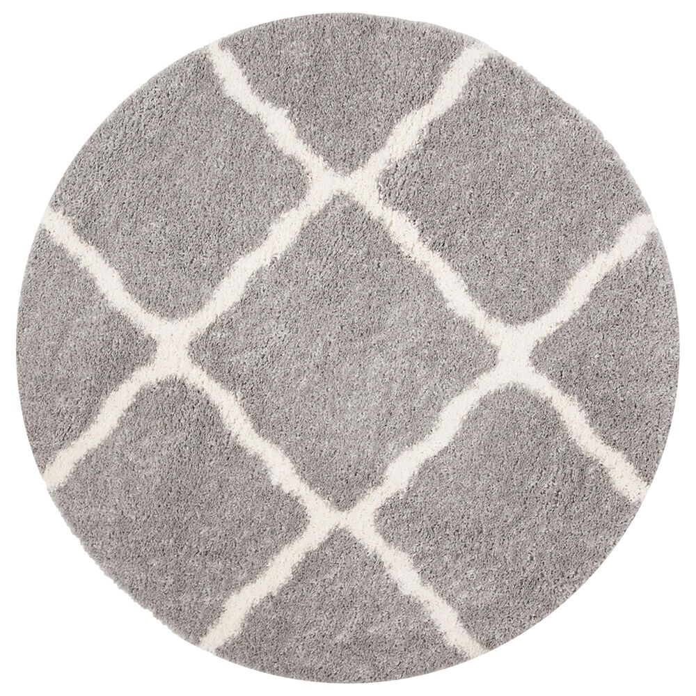 Safavieh Parma Shag PMA521G 6"7" Round Grey and Cream Area Rug, , large