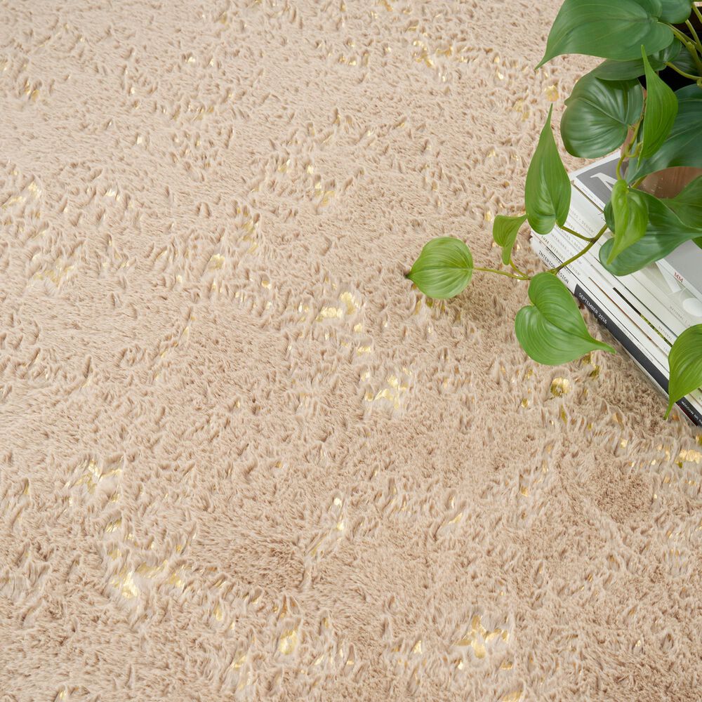 Nourison Cozy Shimmer 5&#39;3&quot; x 7&#39;3&quot; Beige Area Rug, , large