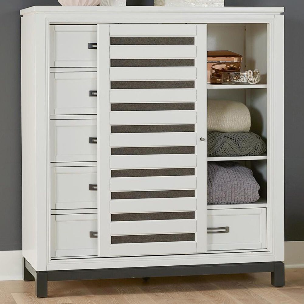 Riva Ridge Hyde Park 6-Drawer Sliding Door Chest in White, , large
