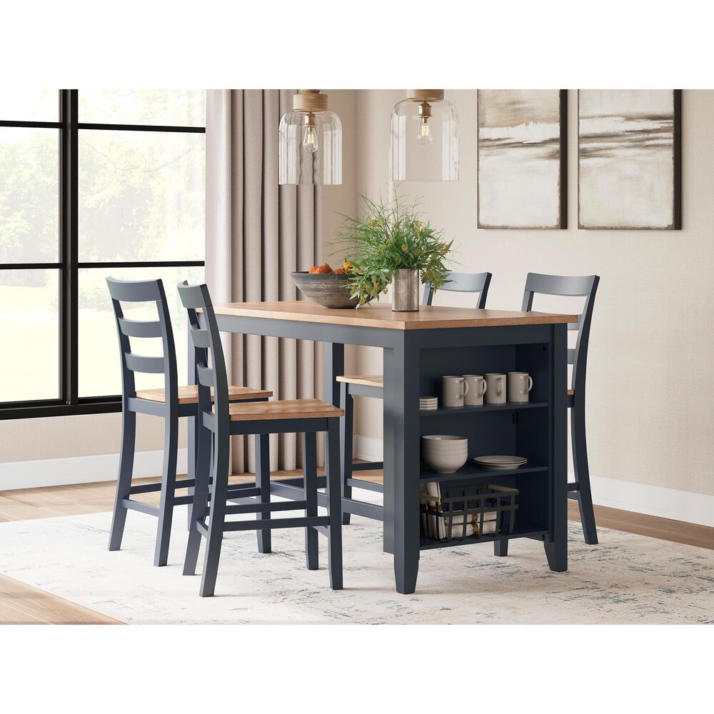 Ashley Gesthaven Counter Height Table in Light Natural and Dark Blue - Table Only, , large