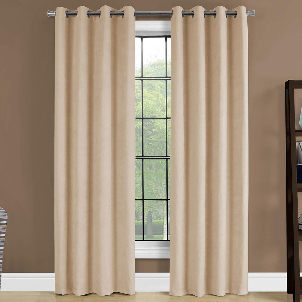 Monarch Specialties 54&quot; x 95&quot; Curtain Panel in Beige &#40;Set of 2&#41;, , large