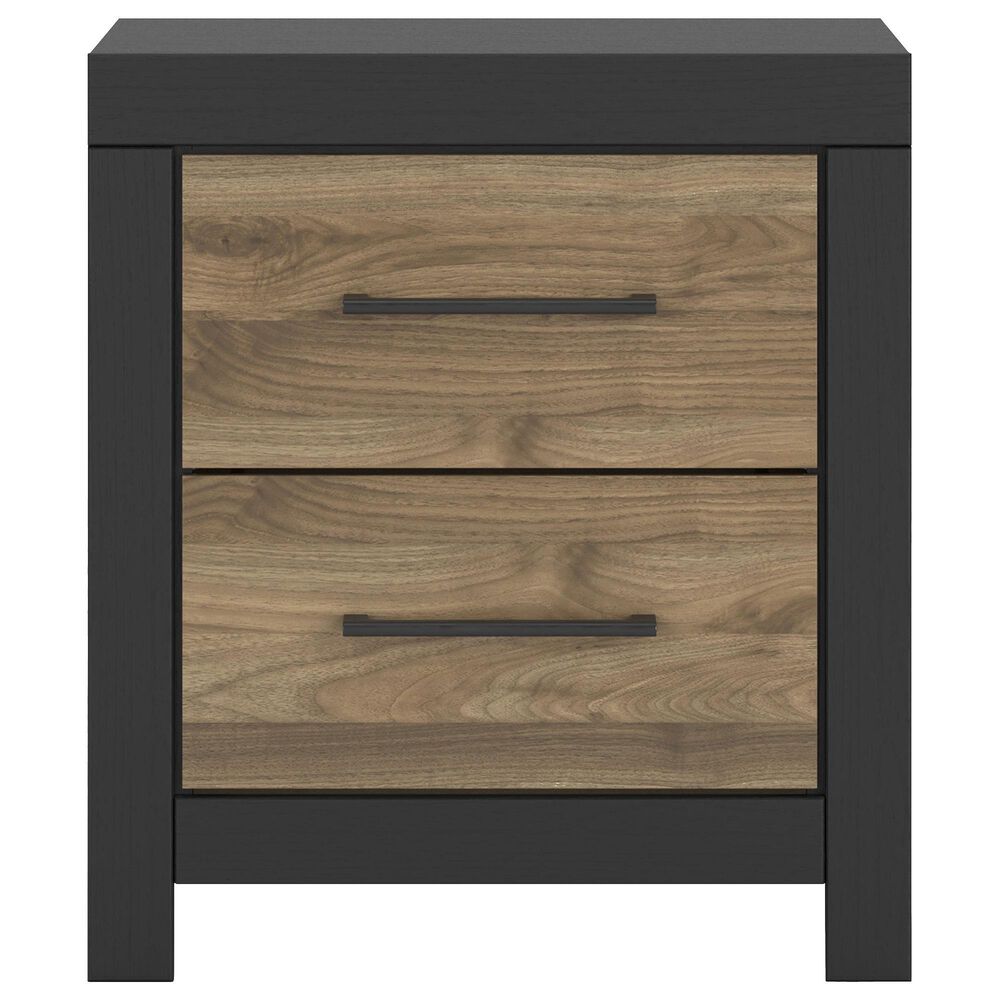 Ashley Vertani 2-Drawer Nightstand in Black and Honey Brown, , large