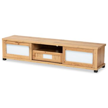 Baxton Studio Gerhardine 73" TV Stand in Oak Brown and Black, , large