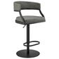 Armen Living Callie Adjustable Swivel Bar Stool with Vintage Gray Cushion in Matte Black, , large