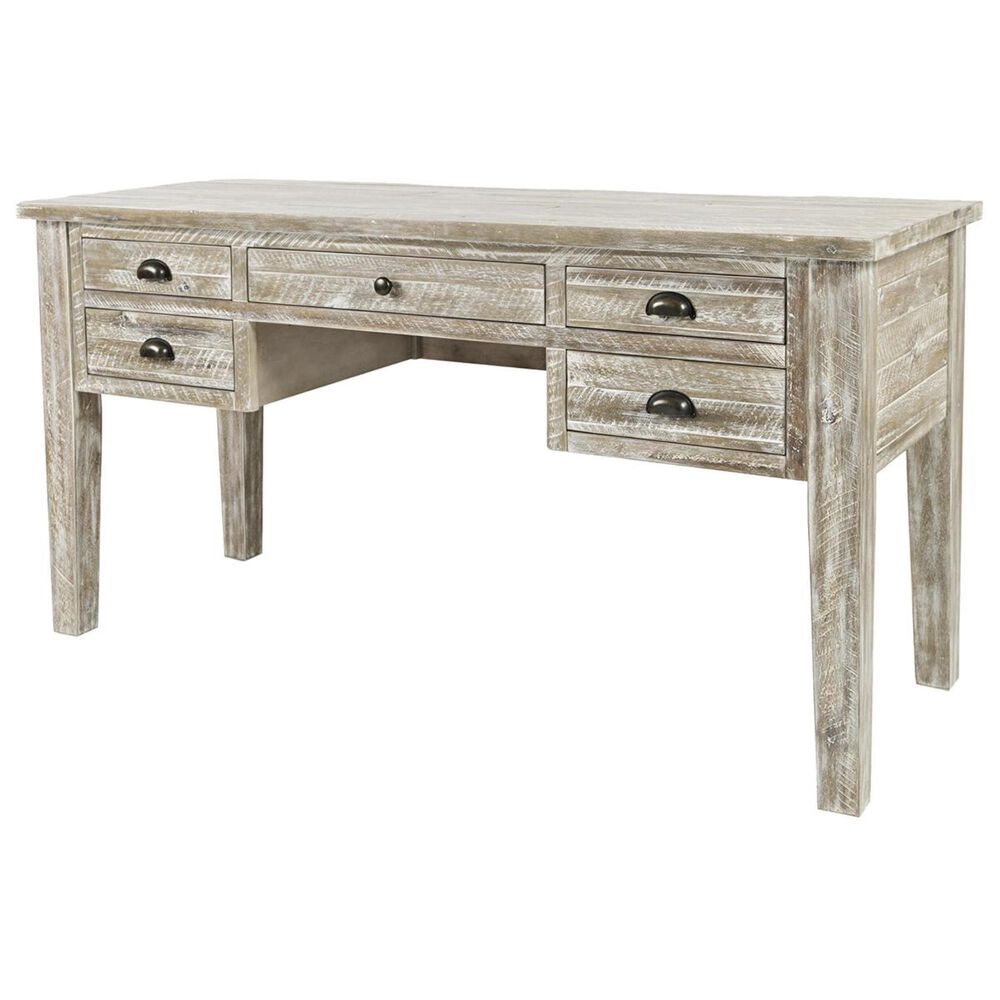 Waltham Artisans Craft 5-Drawer Desk in Washed Grey, , large