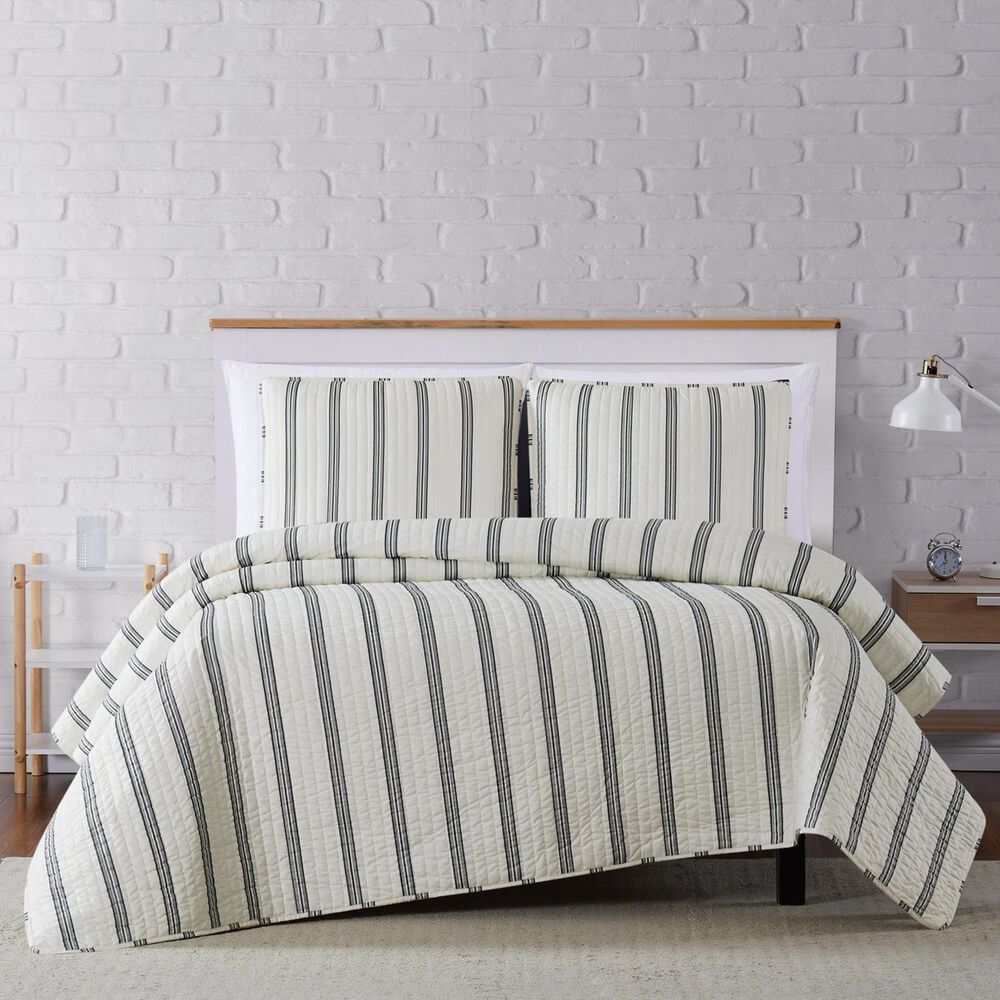 Pem America Truly Soft Millennial 2-Piece Twin XL Quilt Set in Ivory and Black, , large
