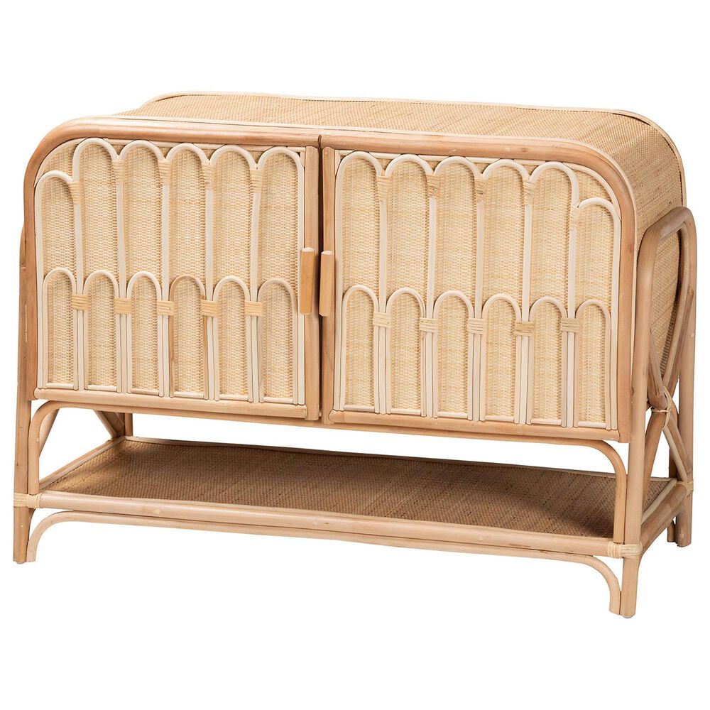 Baxton Studio Gitano 2-Door Rattan Storage Cabinet in Natural, , large
