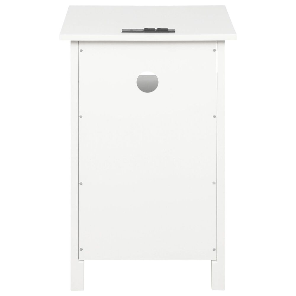 Linon Home Decor Birkdale Accent Table with USB Port in White, , large