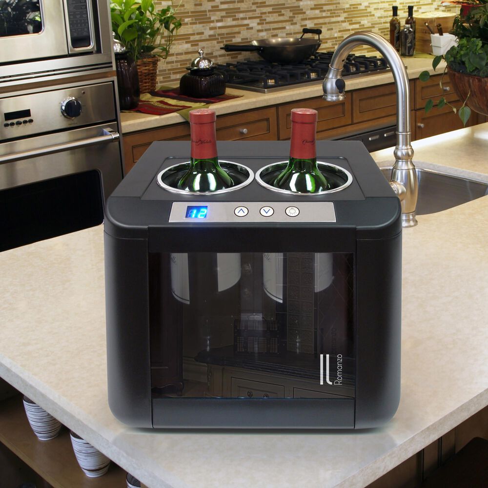 Vinotemp 12 Inch Wide 2 Bottle Capacity Free Standing Wine Cooler with Thermoelectric Technology in Black, , large