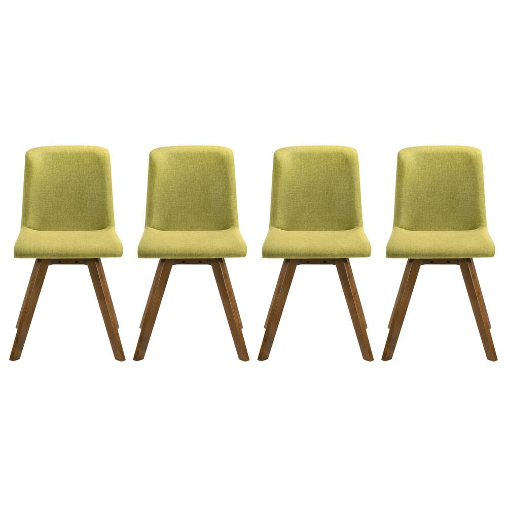 Armen Living Gina Side Chair with Olive Green Upholstery in Warm Walnut (Set of 4), , large