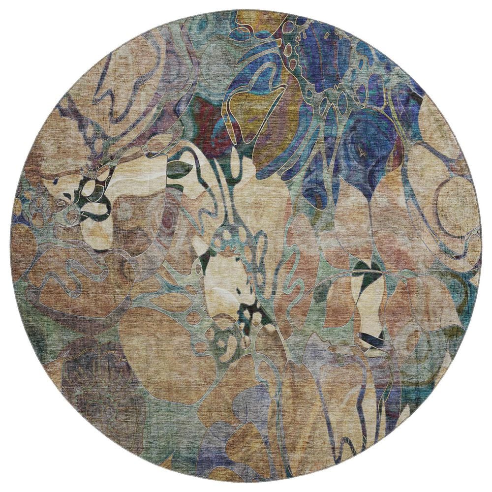 37B Trevi 8" Round Beige Area Rug, , large