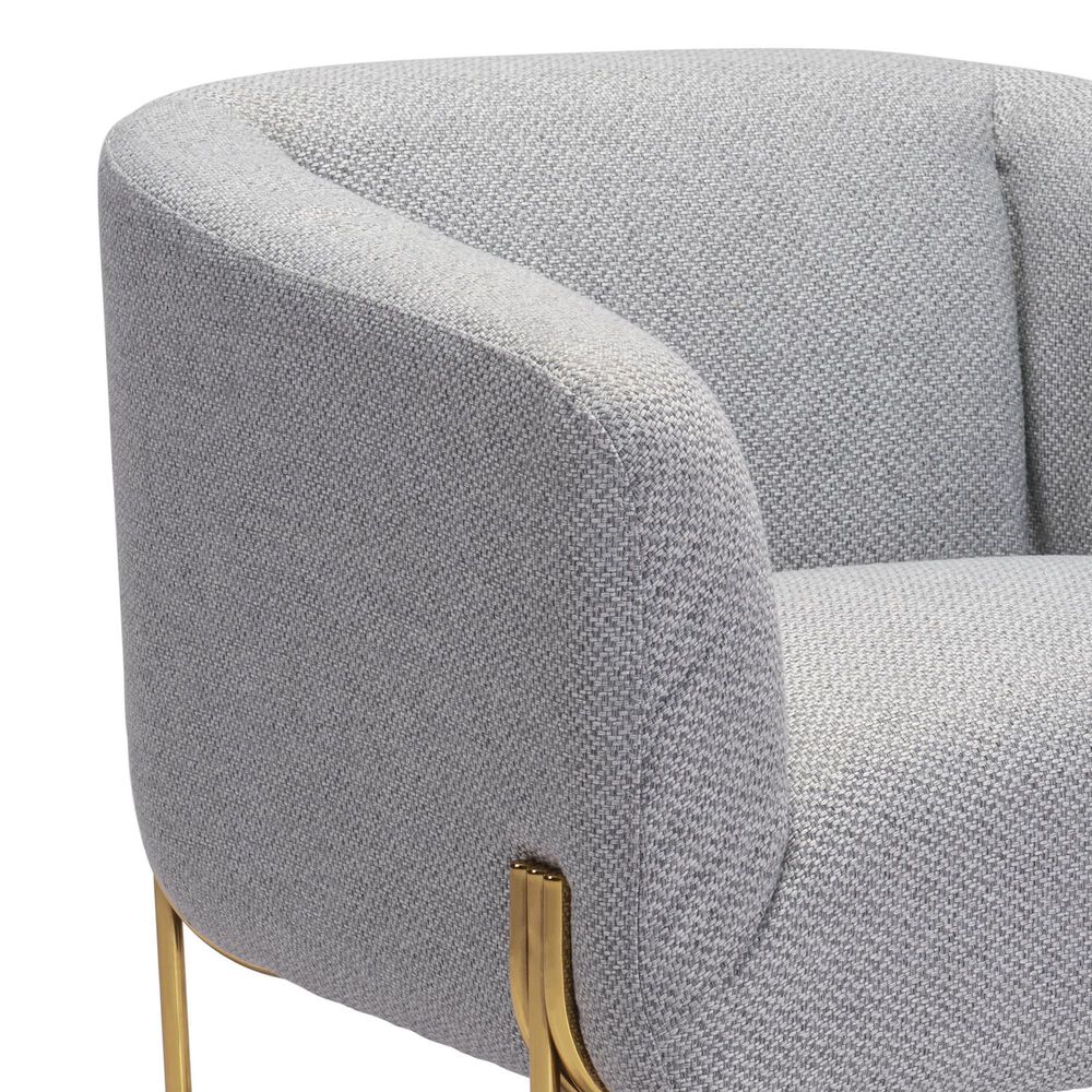 Zuo Modern Micaela Arm Chair in Gray and Gold, , large