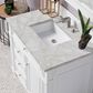 James Martin Vanities Bristol 36" Single Bathroom Vanity in Bright White with 3 cm Victorian Silver Quartz Top and Rectangular Sink, , large