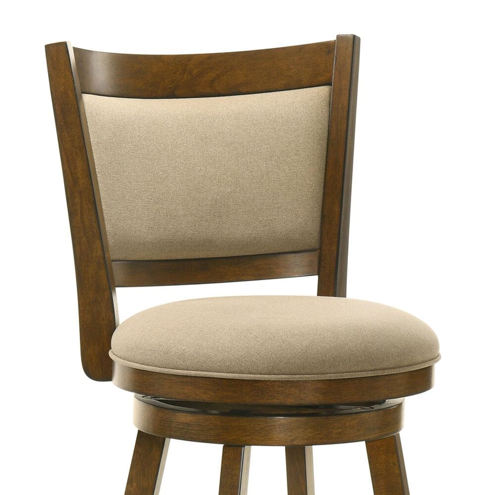 Armen Living Aiden Swivel Bar Height Stool with Light Scone Upholstery in Sepia Brown, , large