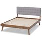 Baxton Studio Devan Queen Platform Bed with Light Grey Fabric in Walnut Brown, , large